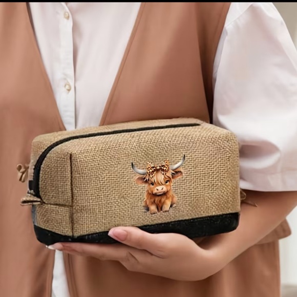 Cute Cow Print Beach Tote 3 piece set - Picture 8 of 8